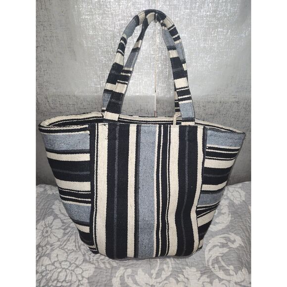 Lucky Brand Striped Canvas Tote Bag - Picture 2 of 9